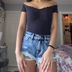 Ribbed black off the shoulder top - tight fit